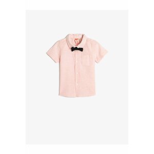 Koton Linen Shirt with Short Sleeves and Bow Tie Pocket Detailed.