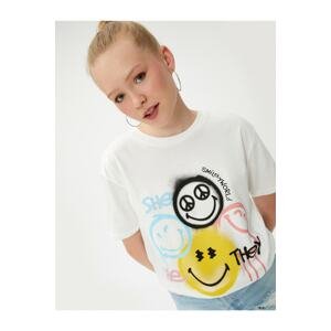 Koton Smileyworld® Printed T-Shirt Licensed Crew Neck Short Sleeved