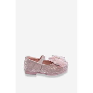 Children's ballerinas with bow and velcro glitter Silver-pink Elisa