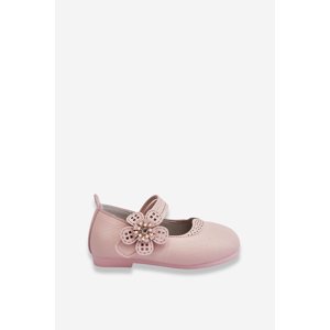 Children's leather ballerinas with a flower of Pink Cobi