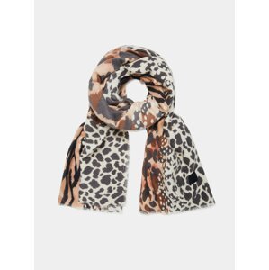 White and Brown Patterned Scarf Desigual Animal Patch Bufanda - Women