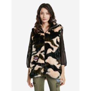 Khaki women's faux fur vest Desigual Ju - Women