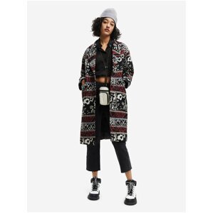 Black Women Patterned Coat Desigual Dev - Women