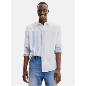 Light blue men's striped shirt Desigual Bernard - Mens