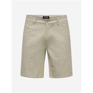 Cream Men's Shorts with Linen ONLY & SONS Mark - Men