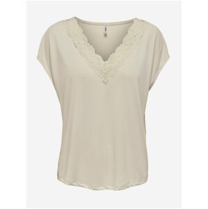 Beige Women's T-shirt with lace ONLY Free - Women