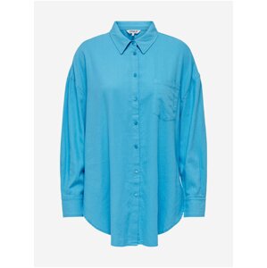 Blue Ladies Linen Shirt ONLY Corina - Ladies