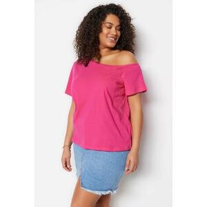 Trendyol Curve Fuchsia Off Shoulder Detailed Knitted Blouse