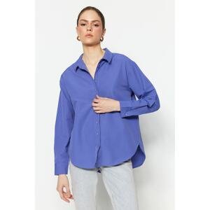 Trendyol Light Purple Loose Fit Woven Cotton Shirt