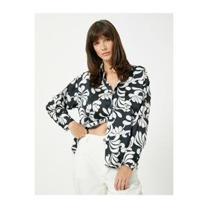 Koton Floral Satin Shirt with Pocket Details