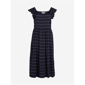 Dark blue ladies striped midishats VILA Rita - Ladies