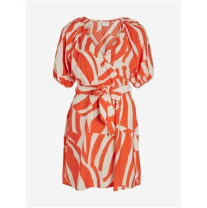 Cream-orange ladies patterned dress VILA Dogma - Women