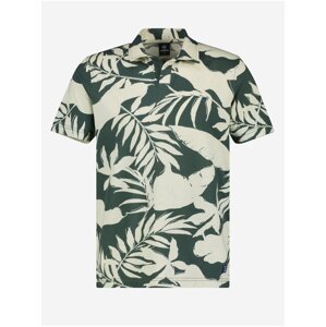 Cream-green men's flowered polo shirt LERROS - Men