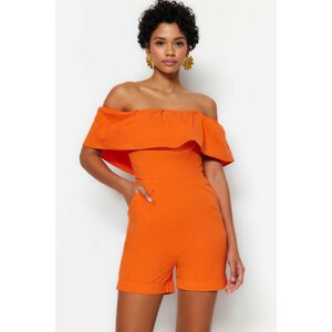 Trendyol Limited Edition Orange Carmen Collar Mini Jumpsuit