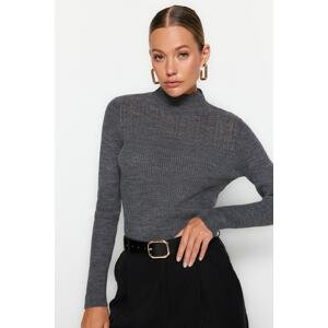 Trendyol Anthracite Openwork/Perforated Knitwear Sweater