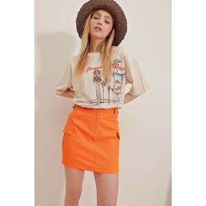 Trend Alaçatı Stili Skirt - Orange - Mini