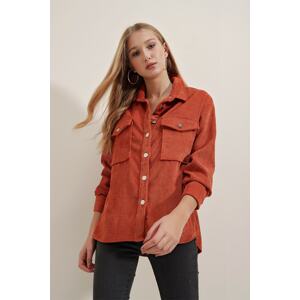 Bigdart 3865 Striped Velvet Shirt - Tile