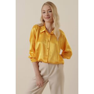 Bigdart 3964 Lightly Flowy Satin Shirt - Yellow