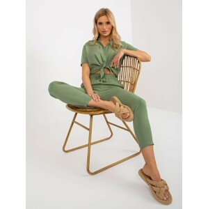 Khaki trousers made of lightweight fabric with pockets SUBLEVEL