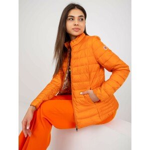 Orange quilted jacket without hood