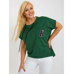 Dark green women's blouse plus size with patch