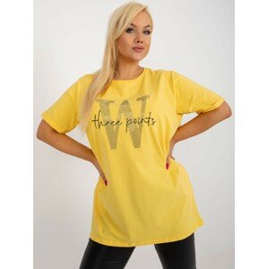 Yellow long blouse plus size with inscription