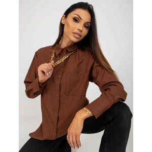 Brown women's oversize shirt with chain