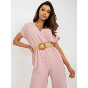 Light pink summer jumpsuit with wide legs
