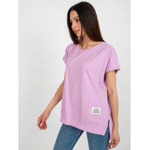 Light purple lady's oversize blouse with slits