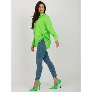 Light green women's oversize shirt with collar