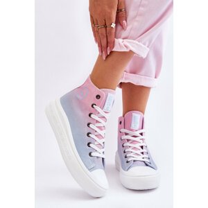 High Platform Sneakers Big Star LL274A191 Pink and Blue