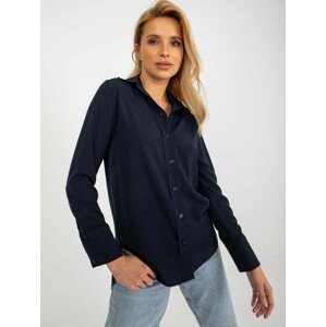 Navy Blue Elegant Classic Long Sleeve Shirt