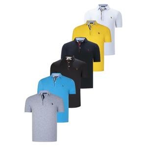 SIX SET T8582 DEWBERRY MENS T-SHIRT-BLACK-WHITE-NAVY BLUE-DARK TURQUOISE-YELLOW-GREY