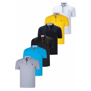 SIX SET T8582 DEWBERRY MENS T-SHIRT-BLACK-WHITE-NAVY BLUE-DARK TURQUOISE-YELLOW-GREY