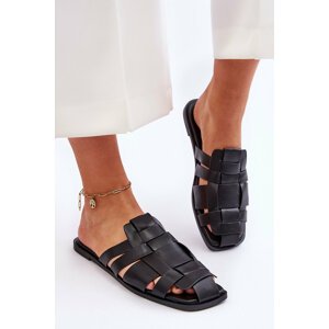 Women's striped slippers Black Reyna