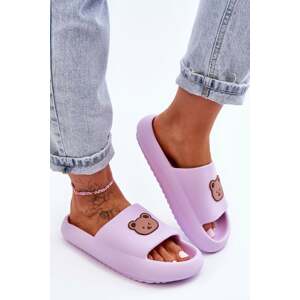 Lightweight lady's foam slippers with teddy bear purple Lia