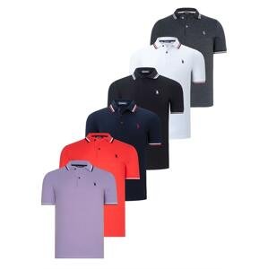 SIX SET T8594 DEWBERRY MENS T-SHIRT-BLACK-WHITE-NAVY BLUE-ANTHRACITE-POMEGRANATE-LILAC