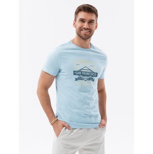 Ombre Men's printed cotton t-shirt - blue