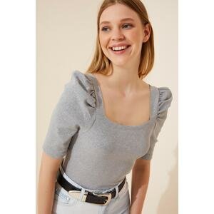 Happiness İstanbul Blouse - Gray - Fitted