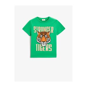 Koton Tiger Print Short Sleeved T-Shirt Cotton