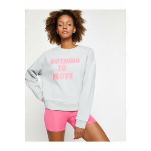 Koton Slogan Printed Sports Sweatshirt Crew Neck Cotton Raspberry