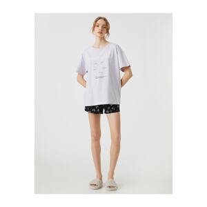 Koton Pajama Set - Lilac - Slogan