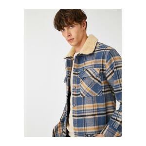 Koton Plaid Lumberjack Shirt with Snap Buttons and Pocket Collar Detail.