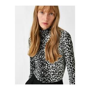 Koton Leopard Pattern Long Sleeve T-Shirt Turtleneck