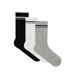 LOS OJOS 3 Pairs Multicolored Cotton Long Length Retro Socks