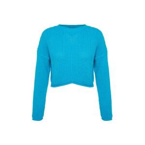 Trendyol Light Blue Crop Knitwear Sweater