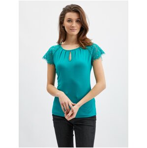 Orsay Turquoise Womens T-shirt with lace - Women