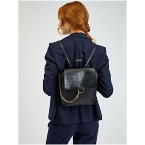 Orsay Black Womens Backpack with Crocodile Pattern - Women