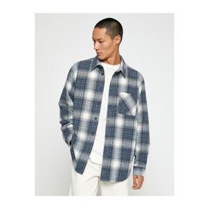 Koton Checked Lumberjack Shirt with a Classic Collar, Pocket Detailed, Long Sleeves.