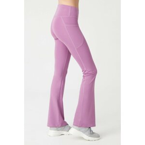 LOS OJOS Women's Lavender High Waist Compression Double Pocket Flare Leggings